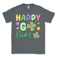 Charcoal Heather happy go lucky Classic Tee - MaliasSmallBusiness