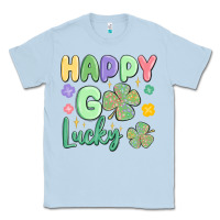 Dusty Blue happy go lucky Classic Tee - MaliasSmallBusiness