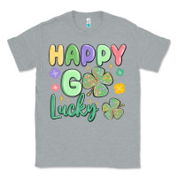 Heather Grey happy go lucky Classic Tee - MaliasSmallBusiness
