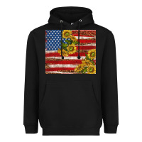 Black American flag sunflowers with leopard Heavyweight Hoodie - TumblerDesignByShophia