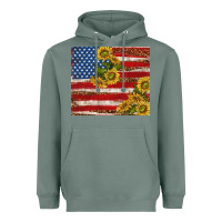 Sage American flag sunflowers with leopard Heavyweight Hoodie - TumblerDesignByShophia