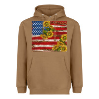 Toasted Coconut American flag sunflowers with leopard Heavyweight Hoodie - TumblerDesignByShophia