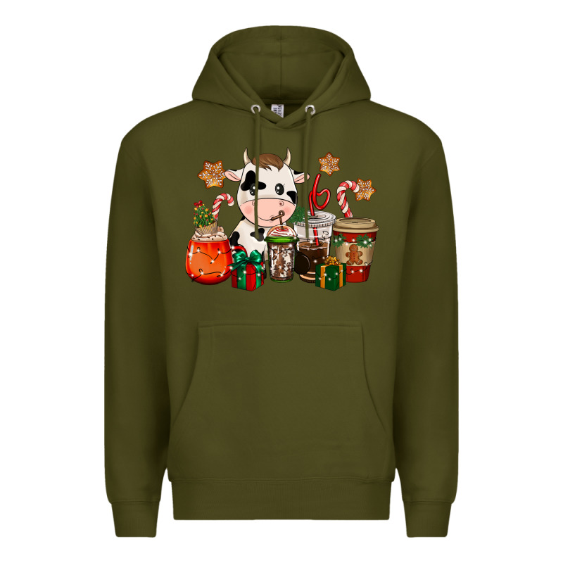Cow Coffee Cups Christmas Premium Hoodie by CowGirlArtShop | Teevron