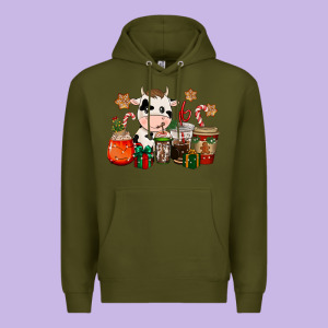 Cow Coffee Cups Christmas Premium Hoodie Designed By Cowgirlartshop