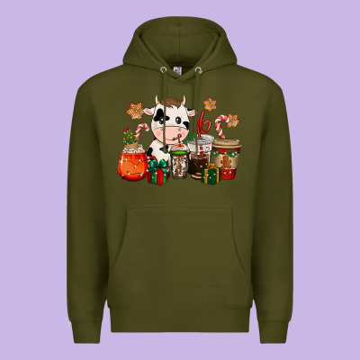 Cow Coffee Cups Christmas Premium Hoodie Designed By Cowgirlartshop