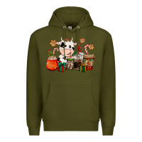 Army Green cow coffee cups christmas Premium Hoodie - CowGirlArtShop