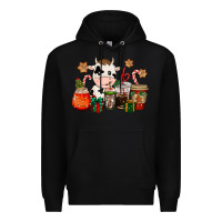 Black cow coffee cups christmas Premium Hoodie - CowGirlArtShop