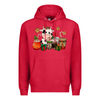 Cardinal cow coffee cups christmas Premium Hoodie - CowGirlArtShop