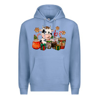 Colony Blue cow coffee cups christmas Premium Hoodie - CowGirlArtShop