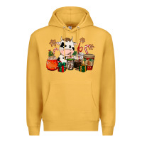 Mustard cow coffee cups christmas Premium Hoodie - CowGirlArtShop