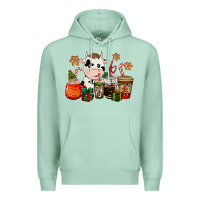 Seafoam cow coffee cups christmas Premium Hoodie - CowGirlArtShop