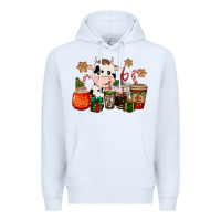 White cow coffee cups christmas Premium Hoodie - CowGirlArtShop