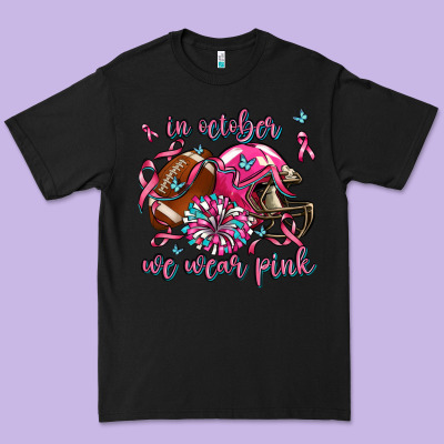 In October We Wear Pink Football Premium Tee Designed By Adodesignshop