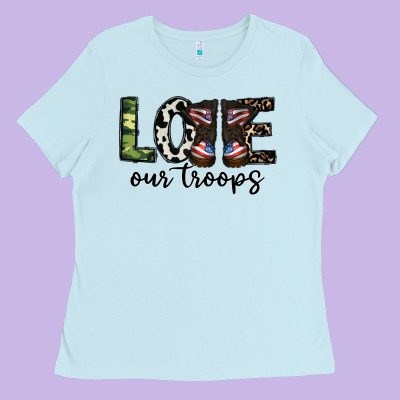 Love Our Troops Ladies Tee Designed By Cowhidedigitalart