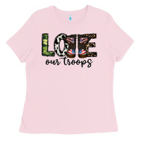 Bubblegum Pink love our troops Ladies Tee - CowhideDigitalArt
