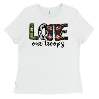White love our troops Ladies Tee - CowhideDigitalArt