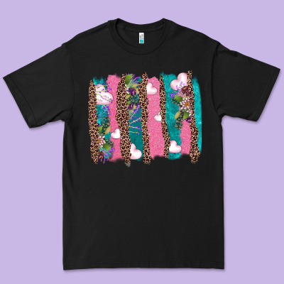 V.d Turquoise Leopard And Flowers  Brushstrokes Premium Tee Designed By Adodesignshop