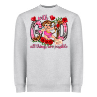 Heather Grey with god all things are possible Heavyweight Sweatshirt - NancyCooperArtShop