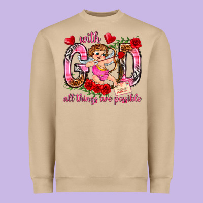 With God All Things Are Possible Heavyweight Sweatshirt Designed By Nancycooperartshop