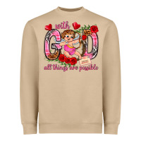 Mushroom with god all things are possible Heavyweight Sweatshirt - NancyCooperArtShop