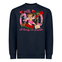 Navy with god all things are possible Heavyweight Sweatshirt - NancyCooperArtShop