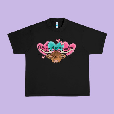 Western Cow And Heart Urban Heavy Tee Designed By Maliassmallbusiness