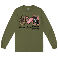 Army Green peace love french bulldog Long Sleeve Tee - JahusDesignShop