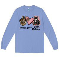Colony Blue peace love french bulldog Long Sleeve Tee - JahusDesignShop