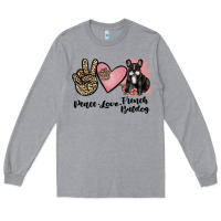 Heather Grey peace love french bulldog Long Sleeve Tee - JahusDesignShop