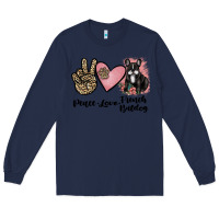 Navy peace love french bulldog Long Sleeve Tee - JahusDesignShop