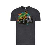 Vintage Black monster truck and t rex dinosaur Vintage Tee - MaliasSmallBusiness
