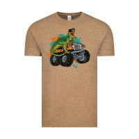 Vintage Coffee monster truck and t rex dinosaur Vintage Tee - MaliasSmallBusiness