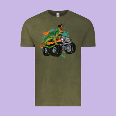 Monster Truck And T Rex Dinosaur Vintage Tee Designed By Maliassmallbusiness