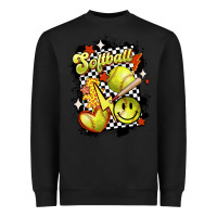 Black vintage softball Heavyweight Sweatshirt - MaliasSmallBusiness