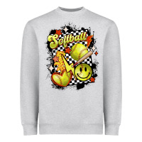 Heather Grey vintage softball Heavyweight Sweatshirt - MaliasSmallBusiness