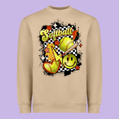Vintage Softball Heavyweight Sweatshirt Designed By Maliassmallbusiness
