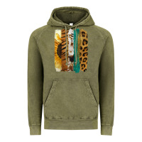 Vintage Olive Leopard Sunflower Brush Strokes Vintage Hoodie - Jasminsmagicworld