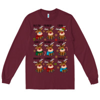 Burgundy christmas reindeers Long Sleeve Tee - MaliasSmallBusiness