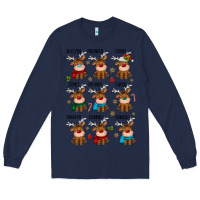 Navy christmas reindeers Long Sleeve Tee - MaliasSmallBusiness