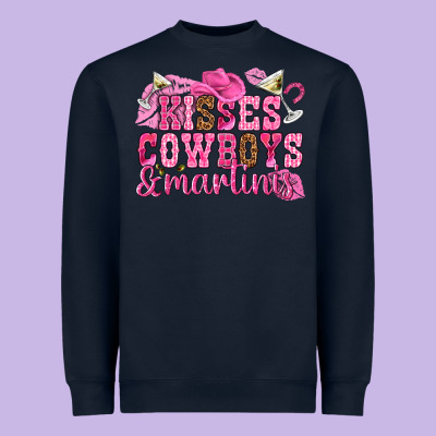Kisses Cowboys Martinis Heavyweight Sweatshirt Designed By Nancycooperartshop