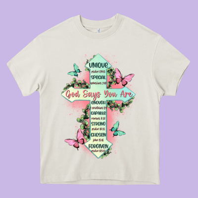 God Says You Are Cross Heavy Core Tee Designed By Jahusdesignshop