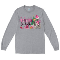Heather Grey freezing to death skeleton Long Sleeve Tee - MaliasSmallBusiness