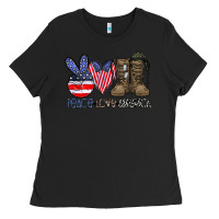 Black peace love america Ladies Tee - CowhideDigitalArt