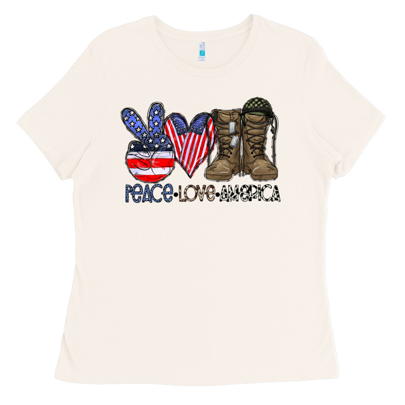 Peace Love America Ladies Tee by CowhideDigitalArt | Teevron