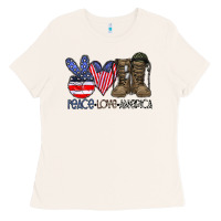 Bone peace love america Ladies Tee - CowhideDigitalArt