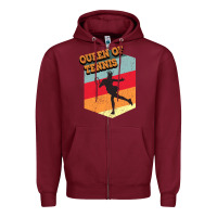 Burgundy Queen Of Tennis Zipper Hoodie - Bettercallsaul