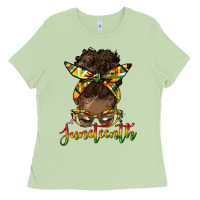 Matcha juneteenth black woman messy bun Ladies Tee - HRA Design Shop