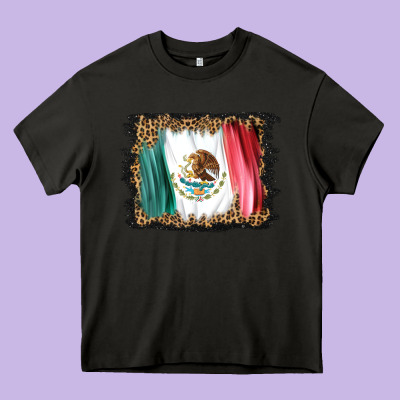Distressed Mexico Flag Heavy Core Tee Designed By Barkaloodesign