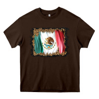 Chocolate Brown distressed mexico flag Heavy Core Tee - BarkalooDesign