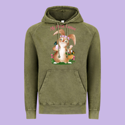 Babies First Easter Girls Vintage Hoodie Designed By Jasminsmagicworld